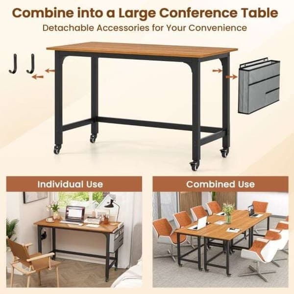 Mobil computerbord, 120x60x75 cm, Sort