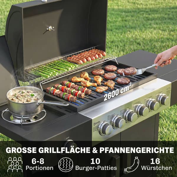 Gasgrill 135x51x101 cm Sort Rustfrit Stål