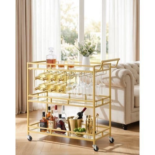Barvogn 3 niveauer 88x38x89 cm guld