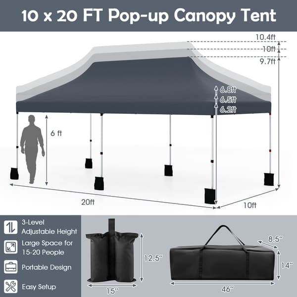 Pavillon 610x305x317 cm Sort, sammenklappelig , Star