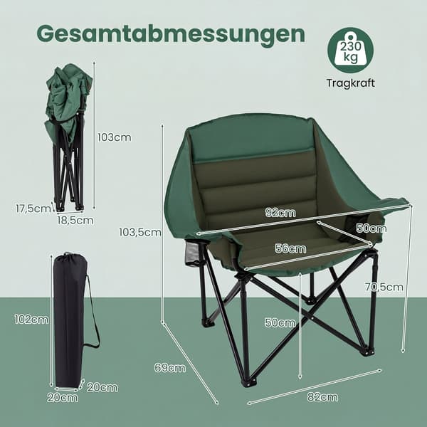 Campingstol 92x69x103,5 cm grøn
