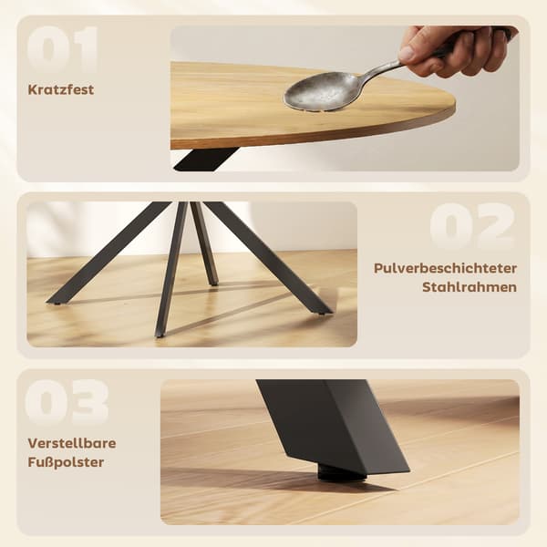 Spisebord, 100x75 cm, Eg, Stål