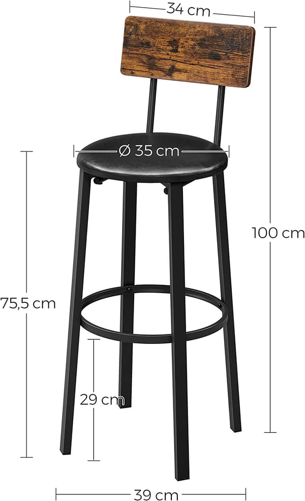 Barstol, 40.1x44.2x100.5 cm, Brun, Sort