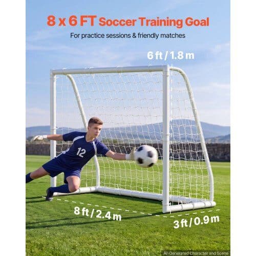 Fodboldmål sæt 2,44x1,82 m hvid