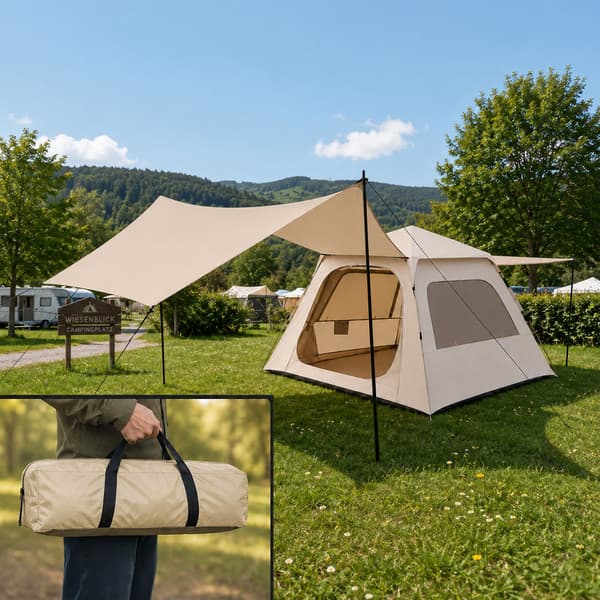 Campingtelt til 3–4 personer med baldakin, Kodustaar