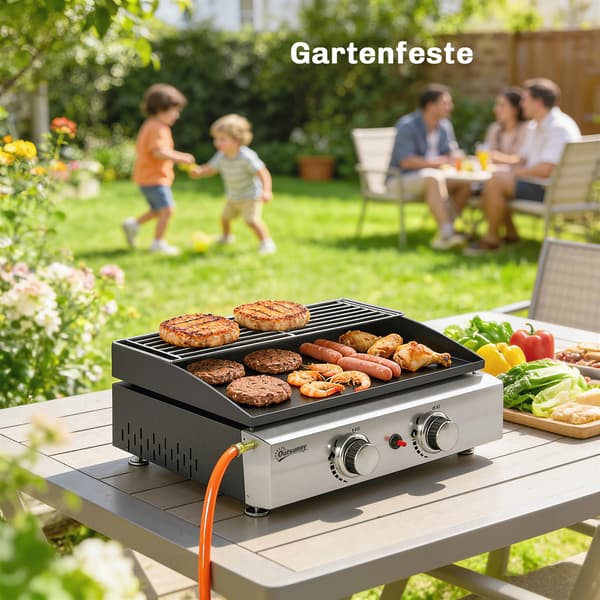 Gasgrill 51,5x44x21 cm Sort Rustfrit Stål