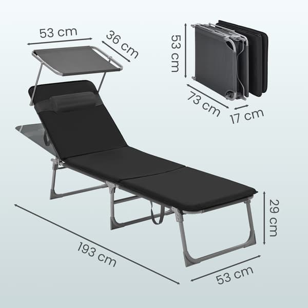 Solstol 53x193x29,5 cm Svart