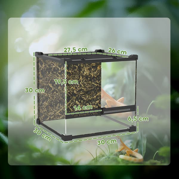 Glas Terrarium 30x30x30 cm Sort, vandtæt
