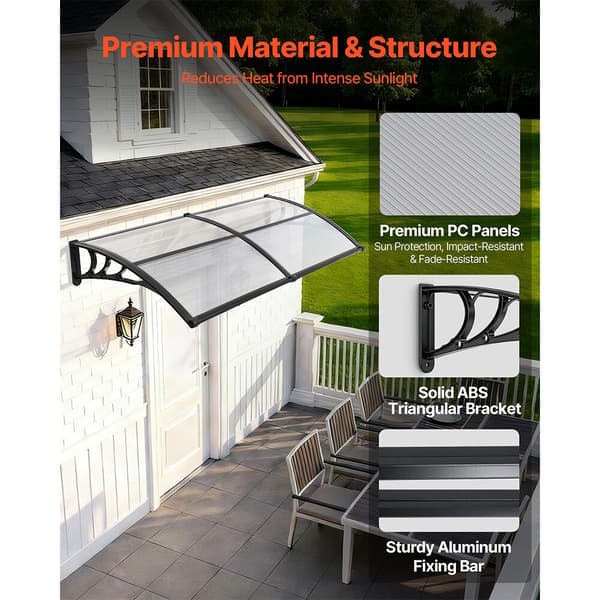 Dørmarkise 96,5x198,7x27,5 cm Klar polycarbonat