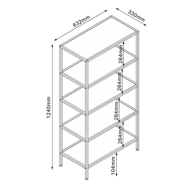 Hylde 63x33x124 cm sort – 63x33xH124cm