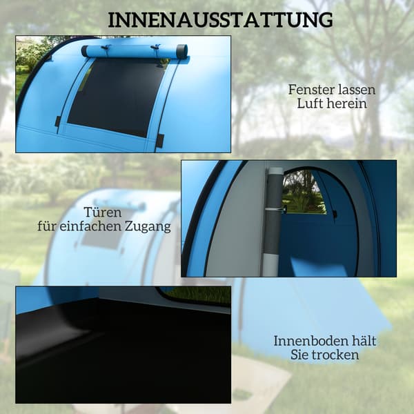 Campingtält 470x220x150 cm Blå Polyester