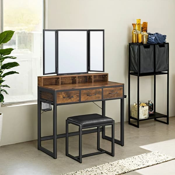 Toiletbord, 90x40x141 cm, Brun-Sort