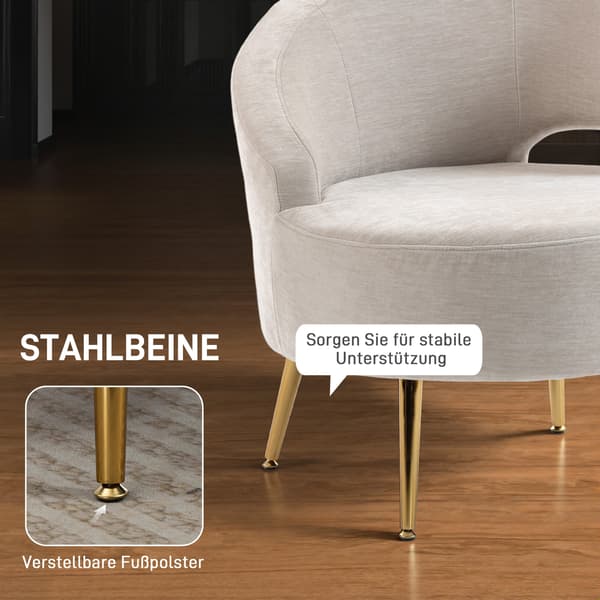 Lounge stol 69x65x67 cm cremehvid/guld