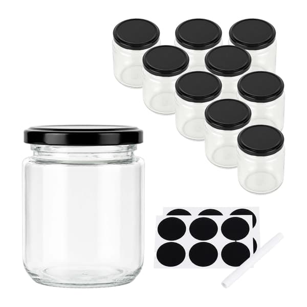 Jam Jar Set 8x7,5 cm Transparent Svart Glas, Kodustaar