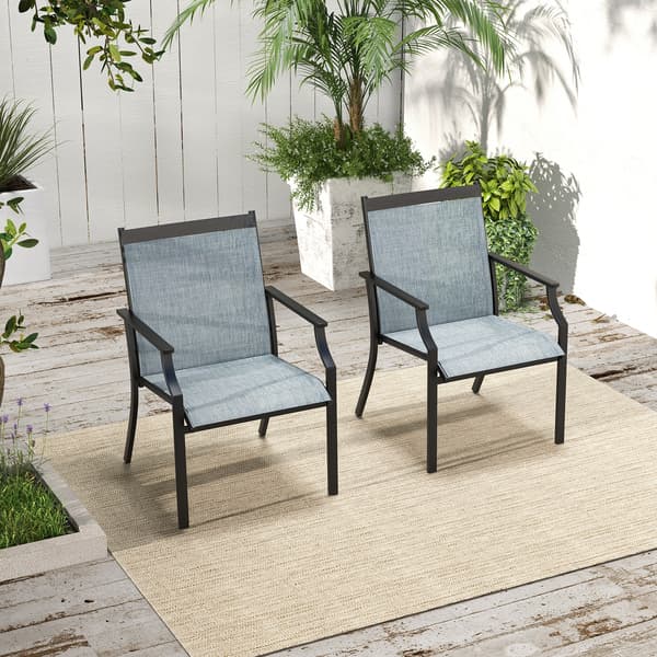 Terrassemåltidsstole 2 stk 68x61x90 cm blå/kaffe