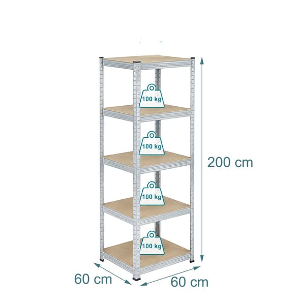 Kraftig hylla, 5 hyllplan, bärkapacitet 875 kg, Kodustaar
