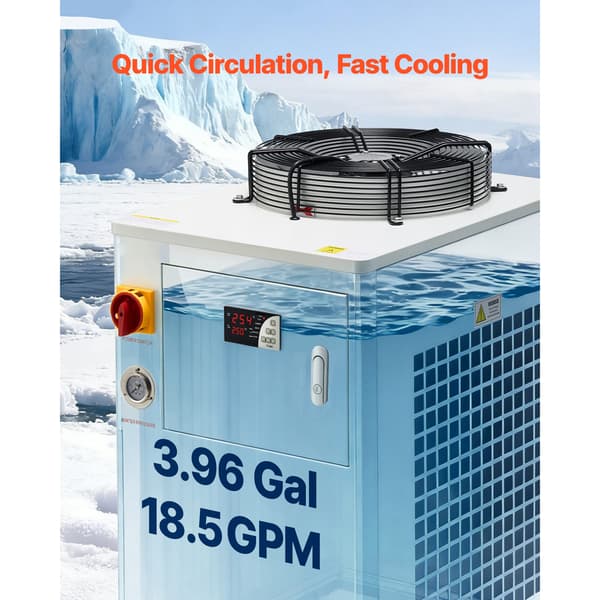 Industriell vattenkylare, 5000W, 15 L, kylsystem, stål