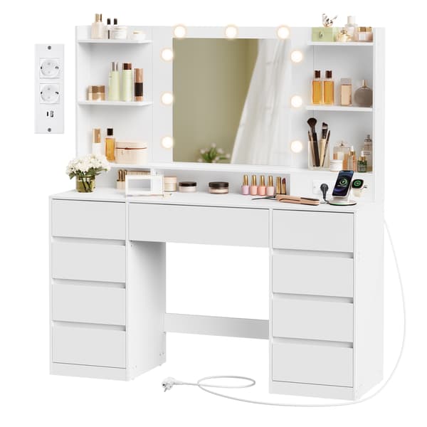 Sminkbord 107x40x144 cm Vit