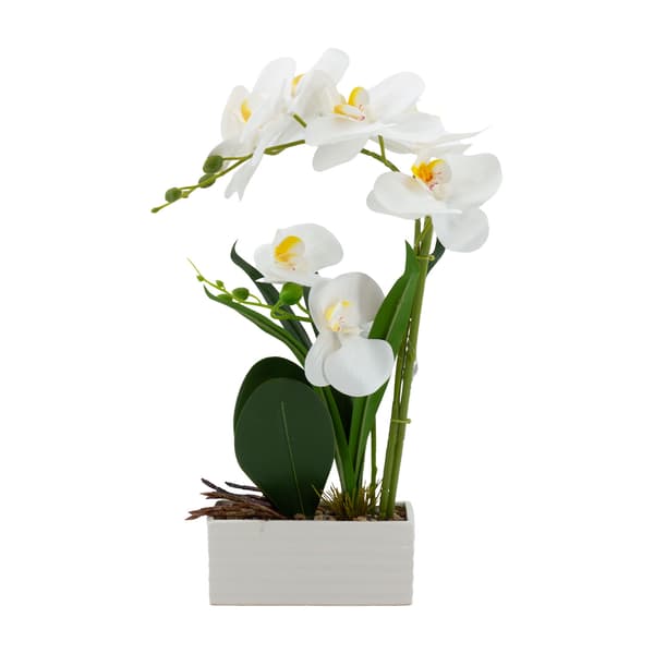 Konstgjord orkidé 15x6x41 cm Vit Plast