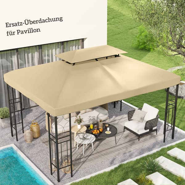 Paviljong Reservtak, 300x400 cm, Beige, Polyester