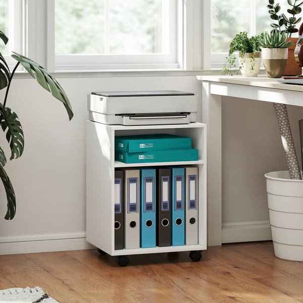 Printerstand 40x35x56 cm Hvid opbevaring