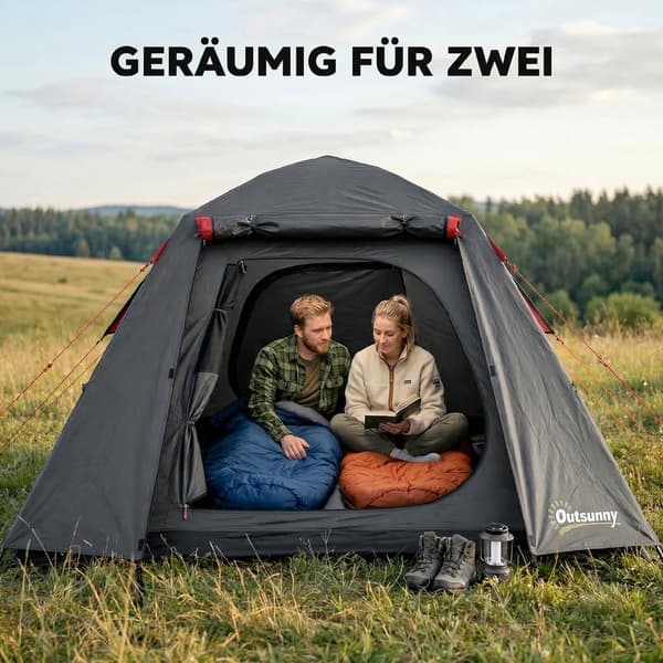 Campingtelt 210x210x150 cm Mørkegrå Polyester