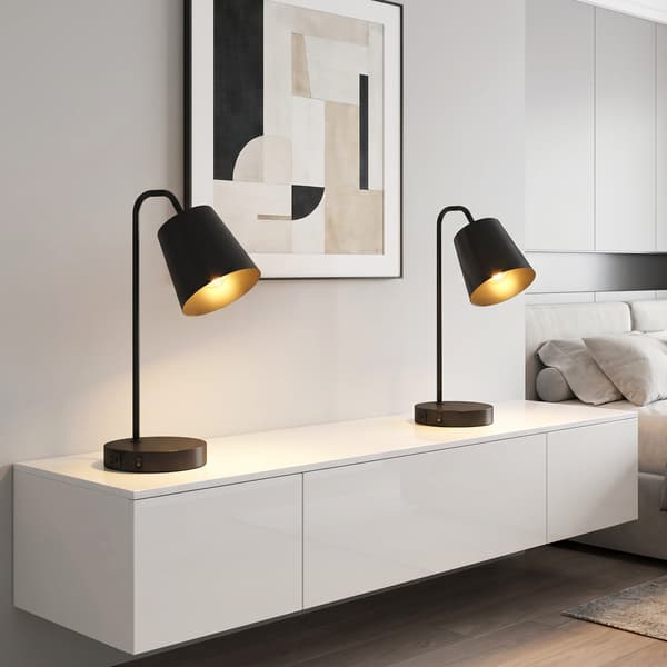 Bordslampset 2 st 28x15x41 cm svart
