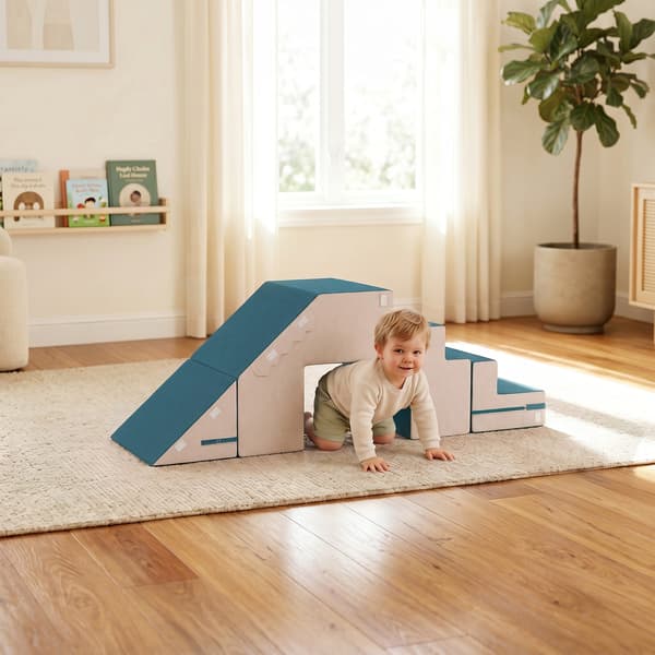 Play Sofa Fløjl 2-delt Børneskumsofa Vaskbar Modulær Børnesofa til 0,5-3 år