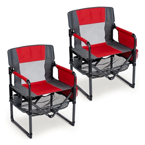Sammenklappelige instruktørstole 2 stk 68,5x55x90 cm rød/grå