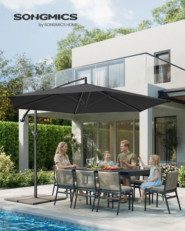 Uteparaply 350 cm Grå Metall Solbeskyttelse