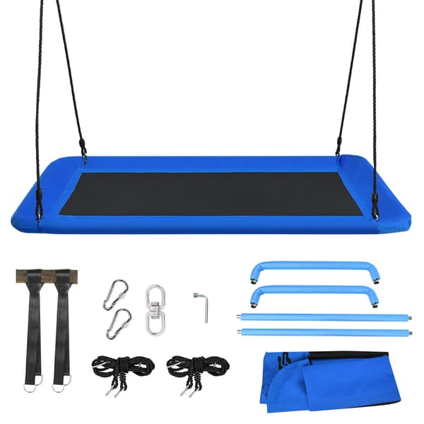 Træsving, 150x80 cm, Blå - materiale: galvaniserede rør, pp-hoppe måtte, oxford stof