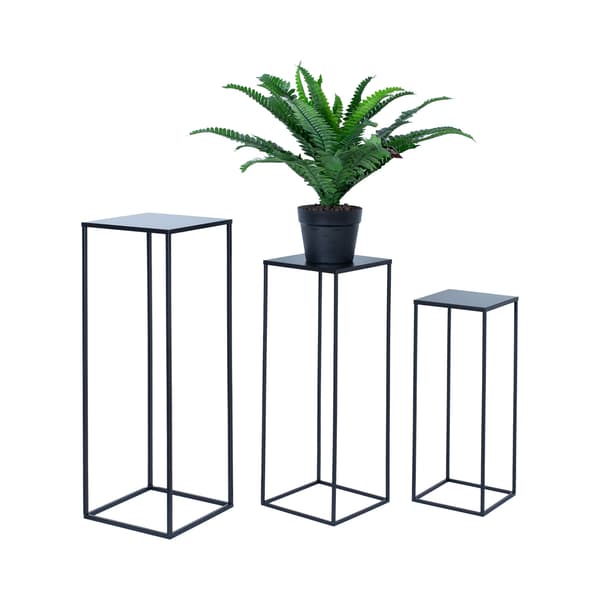 Blomsterristand 22x22x60 cm Sort Metal