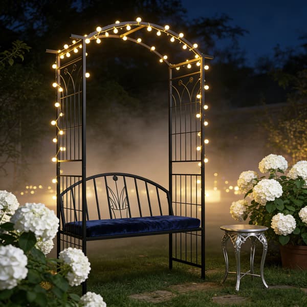 Rose Arbour med bænk, metal, sort, Kodustaar