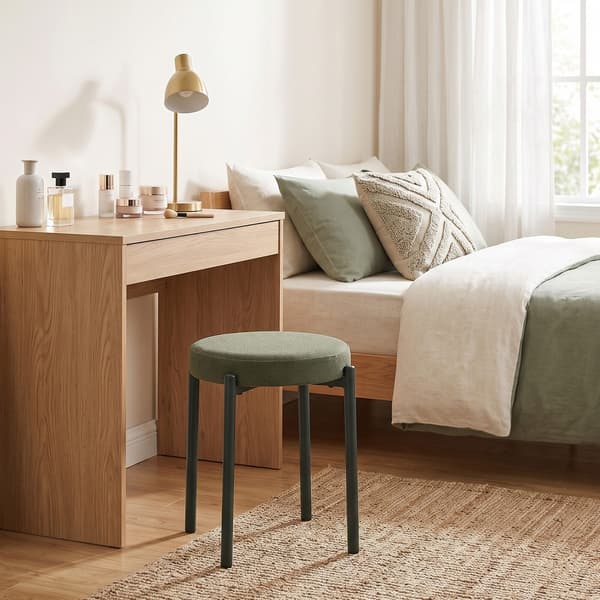 Spisebordstabouretter 4 stk., stabelbare med stålben, linnetekstur, mørkegrøn