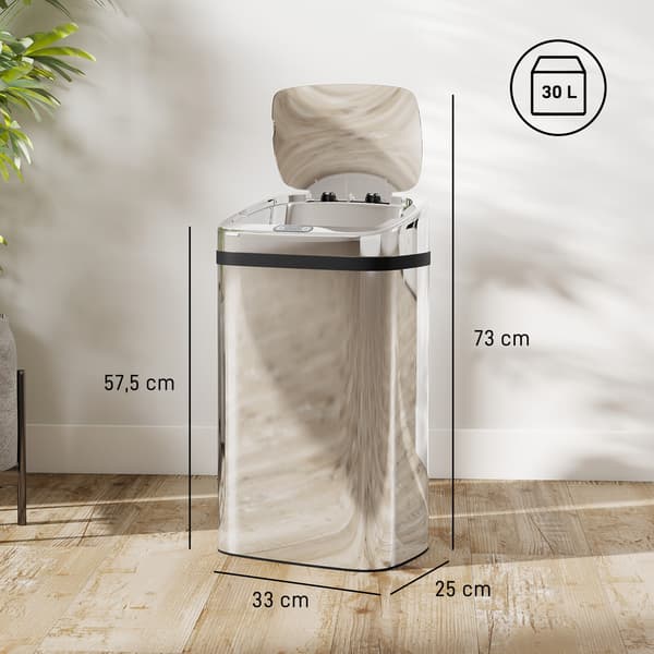 Sensor affaldsspand 30 L 33x25x57,5 cm sølv