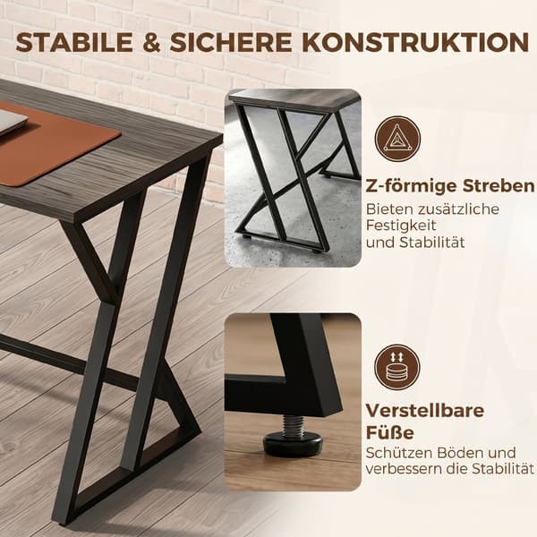 Skrivebord 120x60x76,5 cm Grå Metal