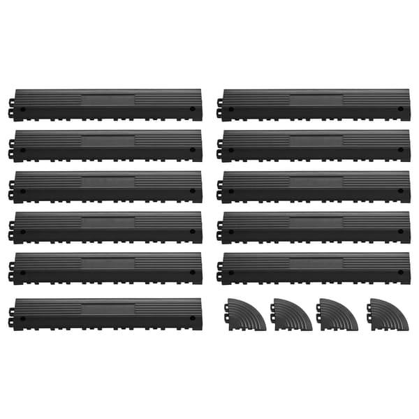 Transition Edge Kit 11-dele Garagegulv Kantning Sort PP Materiale