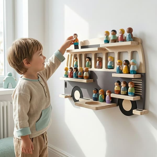 Figurhylde i busform, plads til op til 25 figurer, Kodustaar
