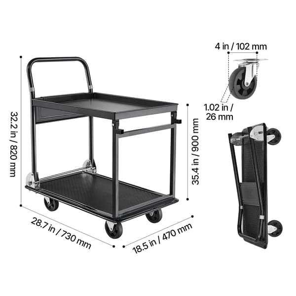 Platform håndvogn 73x47x82 cm stål foldbar