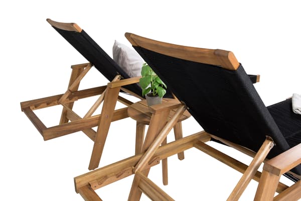 Solstol og sidebord Little John og Chania 40 cm sort