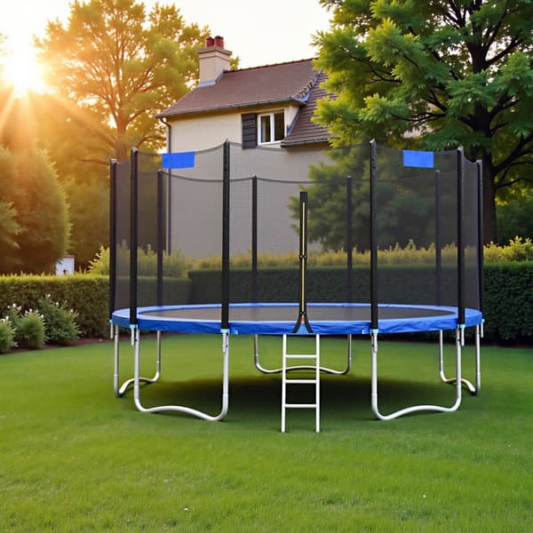 Trampolin 305 cm, säkerhetsnät, stålram, blå