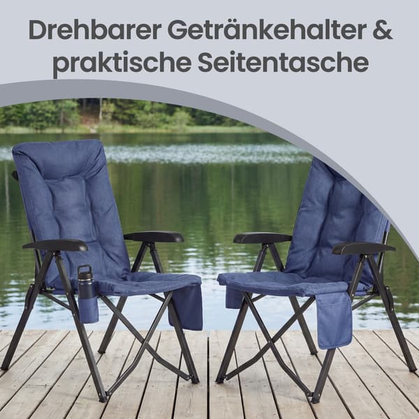 Campingstol 70x59,5x110 cm Blå Foldbar