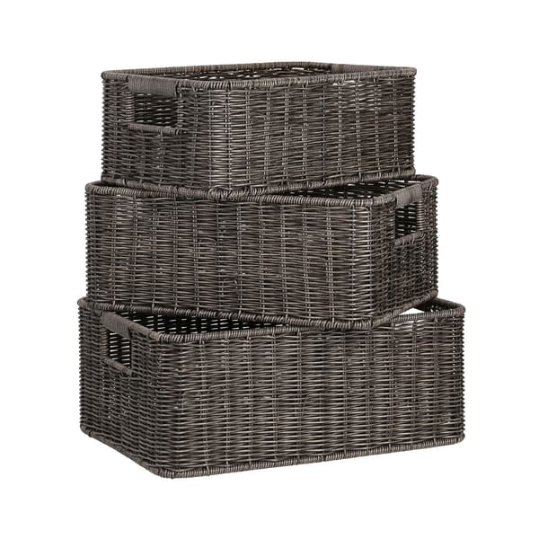 Korg 34x24x13,5 cm Mörk Plastflätad