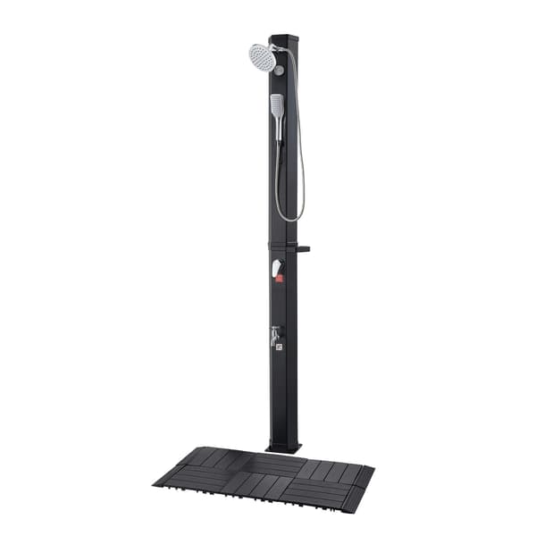 Udendørs bruser, 40L solopvarmet bruser 46,5x25,5x229 cm, sort