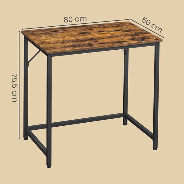 Skrivebord, 80x50x75 cm, Brun-Sort