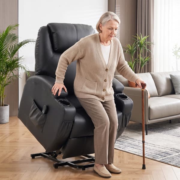 Elektrisk hvilestol med løfteassistent 83x95x107 cm sort
