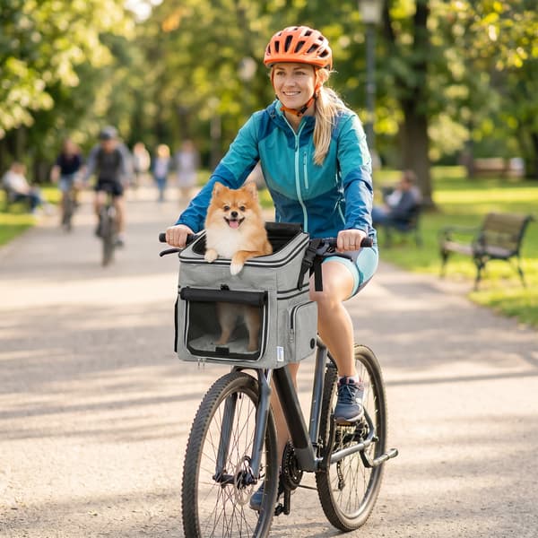 Hundecykelkurv 33x26x35 cm Lys Grå Polyester