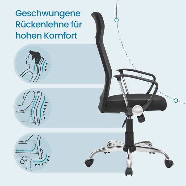 Kontorstol, 63x63x110-120 cm, Sort, Stofpolstring