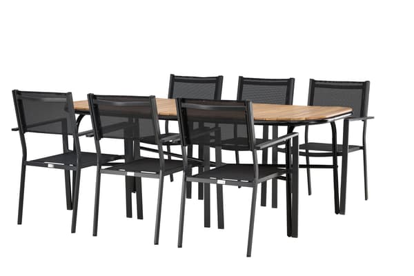 Spisebord og stol sæt 200x90x75 cm sort stål