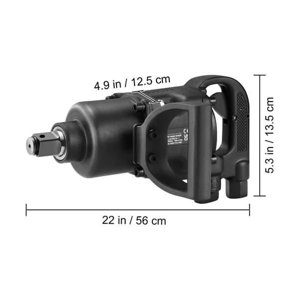 Luftdriven mutterdragare, 2,5 cm, 3698,45 N·m, Pneumatisk, Kraftig, Aluminium